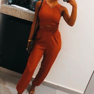 Burnt orange jumpsuit